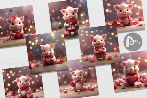 Digital Paper Valentine Pig Digital Pattern artnoy 