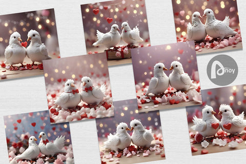 Digital Paper Valentine Pigeons Digital Pattern artnoy 