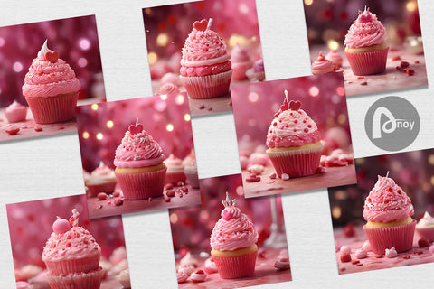 Digital Paper Valentine pink cupcake Digital Pattern artnoy 