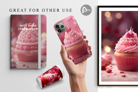 Digital Paper Valentine pink cupcake Digital Pattern artnoy 