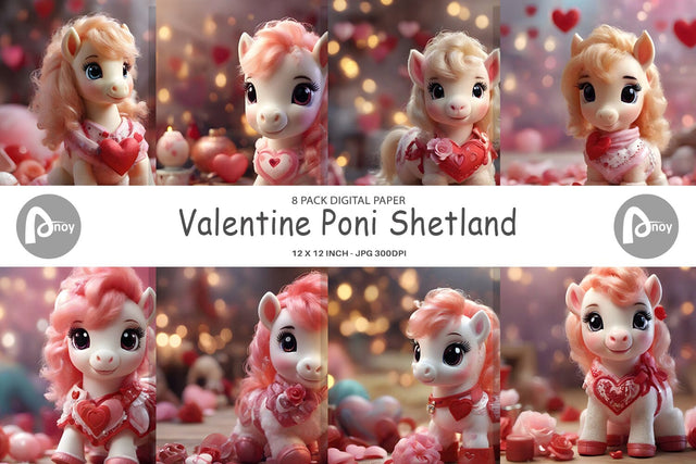 Digital Paper Valentine Poni Shetland Digital Pattern artnoy 