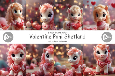 Digital Paper Valentine Poni Shetland Digital Pattern artnoy 