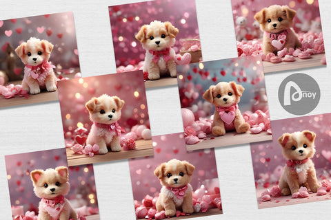Digital Paper Valentine Puppy Digital Pattern artnoy 