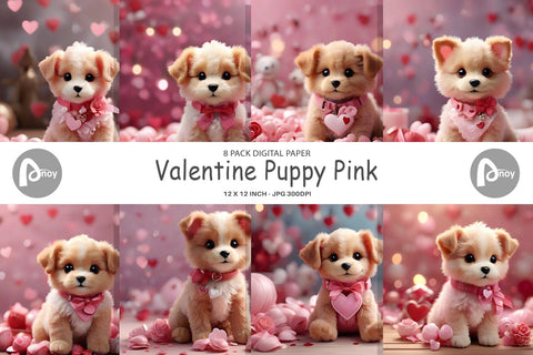 Digital Paper Valentine Puppy Digital Pattern artnoy 
