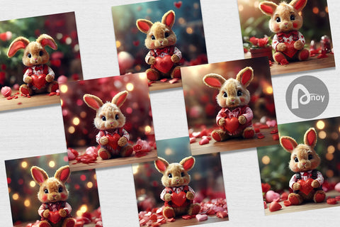 Digital Paper Valentine Rabbit Digital Pattern artnoy 