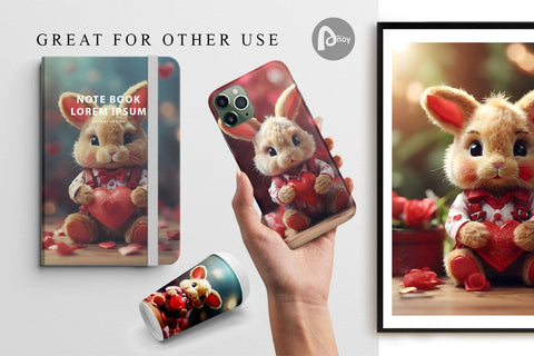 Digital Paper Valentine Rabbit Digital Pattern artnoy 