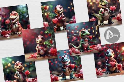 Digital Paper Valentine T Rex Digital Pattern artnoy 