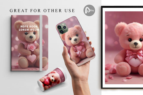Digital Paper Valentine Teddy Bear Digital Pattern artnoy 