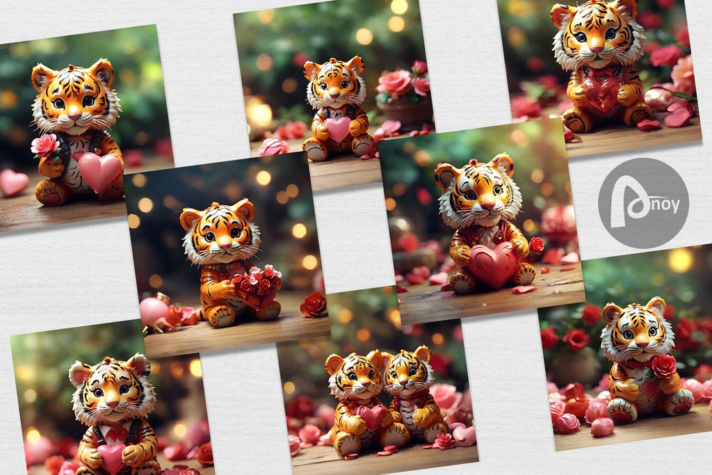 Digital Paper Valentine Tiger - So Fontsy