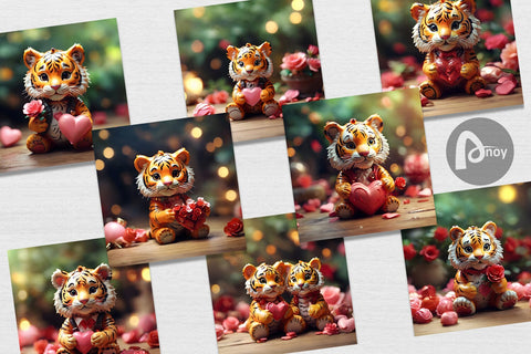 Digital Paper Valentine Tiger Digital Pattern artnoy 