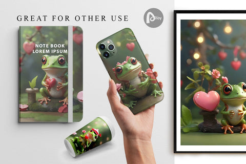 Digital Paper Valentine Tree Frog Digital Pattern artnoy 