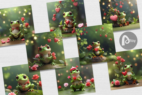 Digital Paper Valentine Tree Frog Digital Pattern artnoy 
