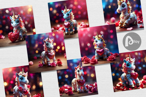 Digital Paper Valentine Unicorn Digital Pattern artnoy 