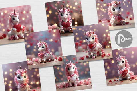 Digital Paper Valentine Unicorn Digital Pattern artnoy 