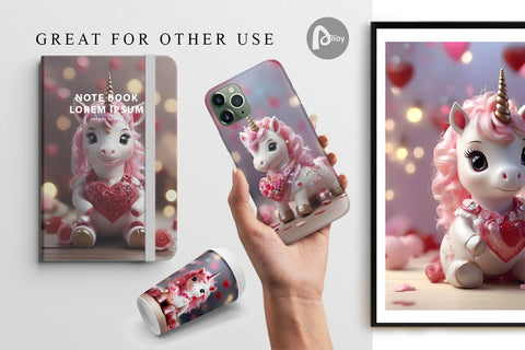 Digital Paper Valentine Unicorn Digital Pattern artnoy 