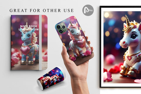 Digital Paper Valentine Unicorn Digital Pattern artnoy 