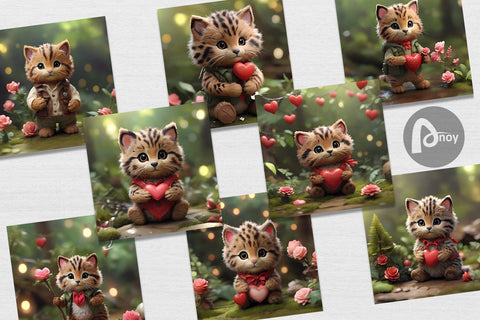 Digital Paper Valentine Wildcat Digital Pattern artnoy 