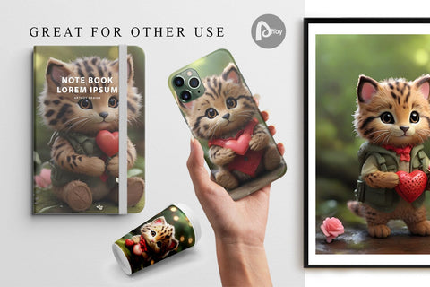 Digital Paper Valentine Wildcat Digital Pattern artnoy 