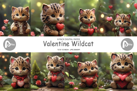 Digital Paper Valentine Wildcat Digital Pattern artnoy 