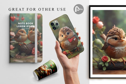 Digital Paper Valentine Wren Bird Digital Pattern artnoy 