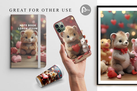 Digital Paper Valentine Zoo Animals Digital Pattern artnoy 