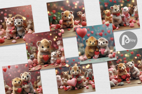 Digital Paper Valentine Zoo Animals Digital Pattern artnoy 