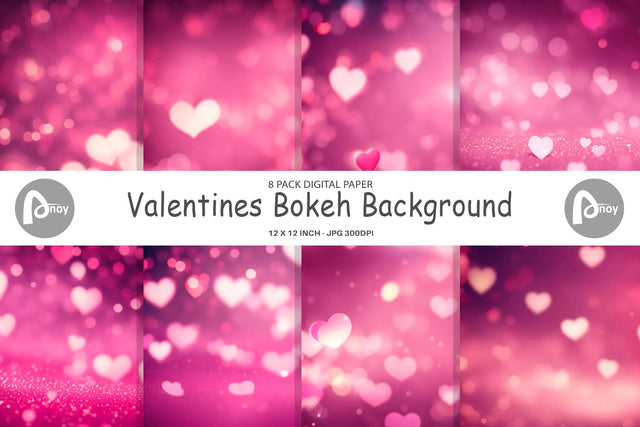 Digital Paper Valentines Bokeh Digital Pattern artnoy 