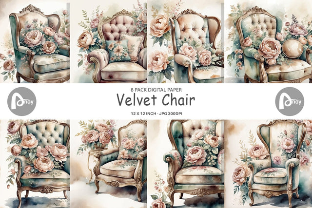 Digital Paper Velvet Chair Digital Pattern artnoy 