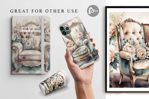 Digital Paper Velvet Chair Digital Pattern artnoy 