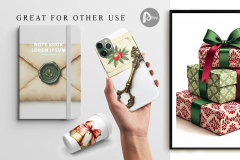 Digital Paper Victorian Christmas Post & Parcel Watercolor Digital Pattern artnoy 