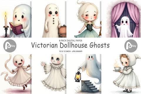 Digital Paper Victorian Dollhouse Ghosts Digital Pattern artnoy 