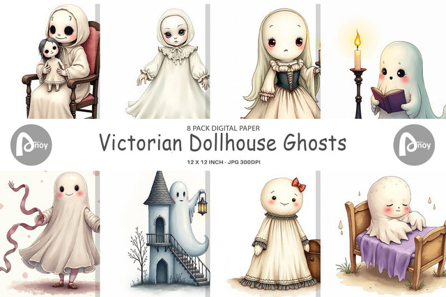 Digital Paper Victorian Dollhouse Ghosts Digital Pattern artnoy 