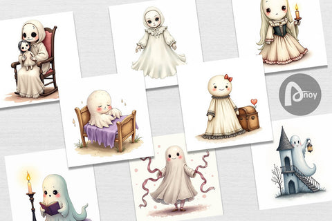 Digital Paper Victorian Dollhouse Ghosts Digital Pattern artnoy 