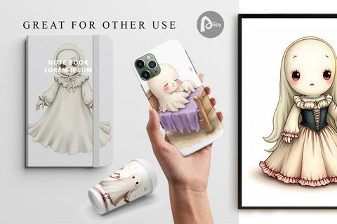 Digital Paper Victorian Dollhouse Ghosts Digital Pattern artnoy 