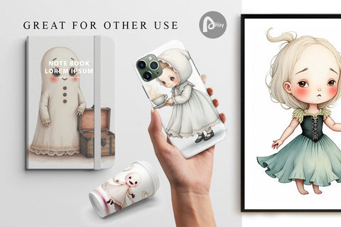 Digital Paper Victorian Dollhouse Ghosts Digital Pattern artnoy 