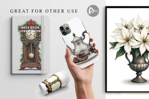 Digital Paper Victorian Gothic Christmas Watercolor Digital Pattern artnoy 