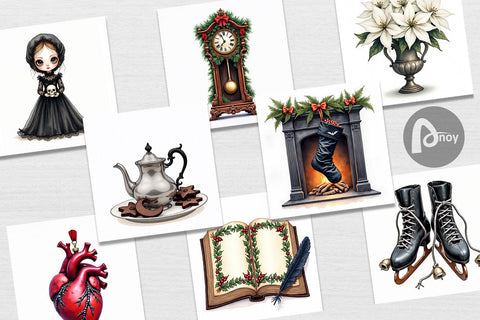 Digital Paper Victorian Gothic Christmas Watercolor Digital Pattern artnoy 