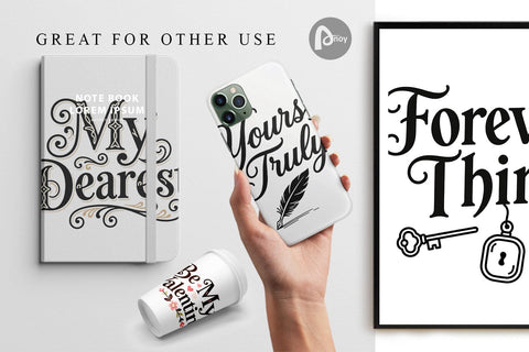 Digital Paper Victorian Romance Valentine Quotes Digital Pattern artnoy 