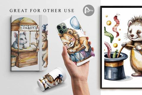 Digital Paper Vintage Animal Circus Digital Pattern artnoy 