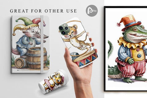 Digital Paper Vintage Animal Circus Digital Pattern artnoy 