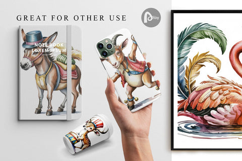 Digital Paper Vintage Animal Circus Digital Pattern artnoy 