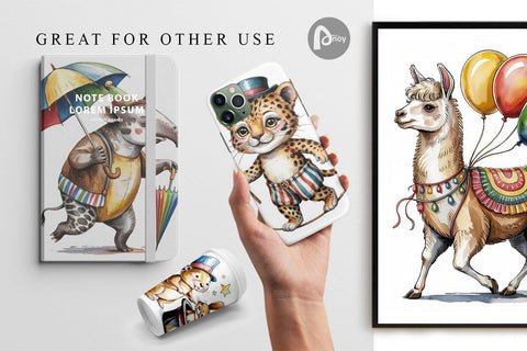 Digital Paper Vintage Animal Circus Digital Pattern artnoy 