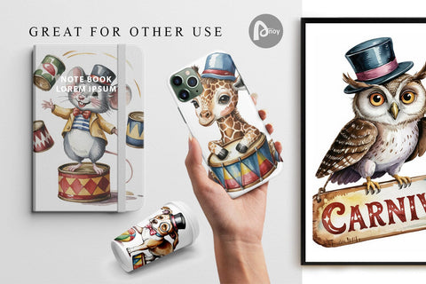 Digital Paper Vintage Animal Circus Digital Pattern artnoy 