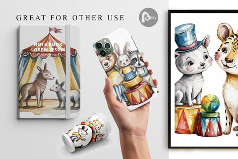 Digital Paper Vintage Animal Circus Digital Pattern artnoy 