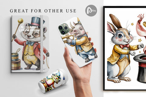 Digital Paper Vintage Animal Circus Digital Pattern artnoy 