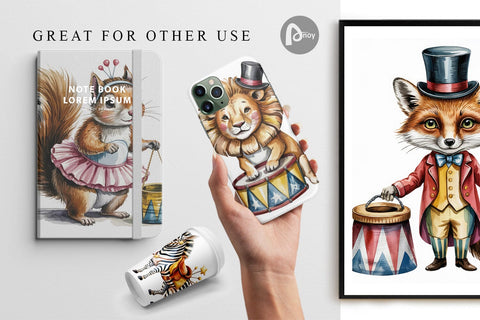 Digital Paper Vintage Animal Circus Digital Pattern artnoy 