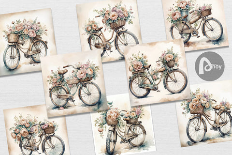Digital Paper Vintage Bike Digital Pattern artnoy 