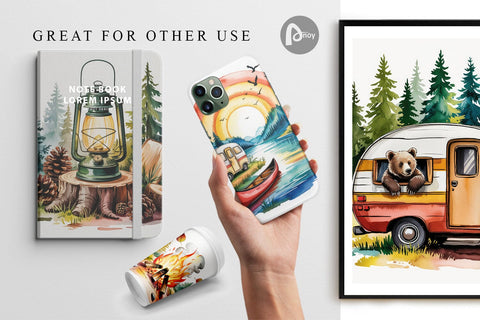 Digital Paper Vintage Camping Vibes Digital Pattern artnoy 