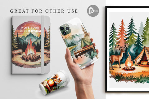 Digital Paper Vintage Camping Vibes Digital Pattern artnoy 