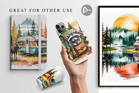 Digital Paper Vintage Camping Vibes Digital Pattern artnoy 